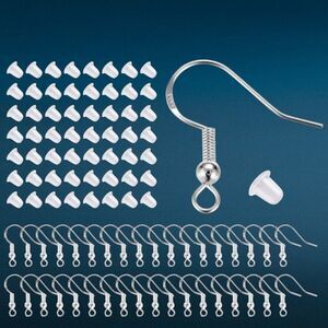 50pcs Beads for Jewelry Making Sterling Silver Earring Hooks #22144